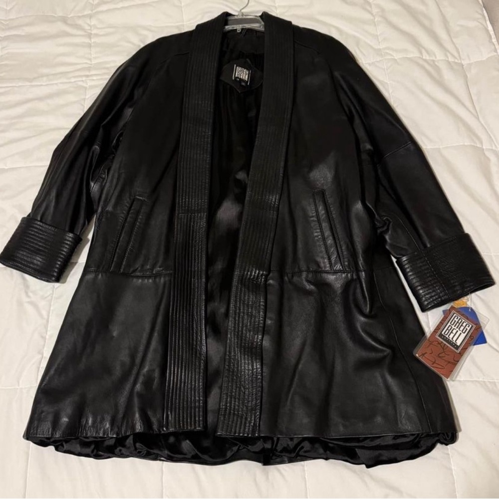 Vintage Greg Bell Leather 3/4 Length Coat NWT